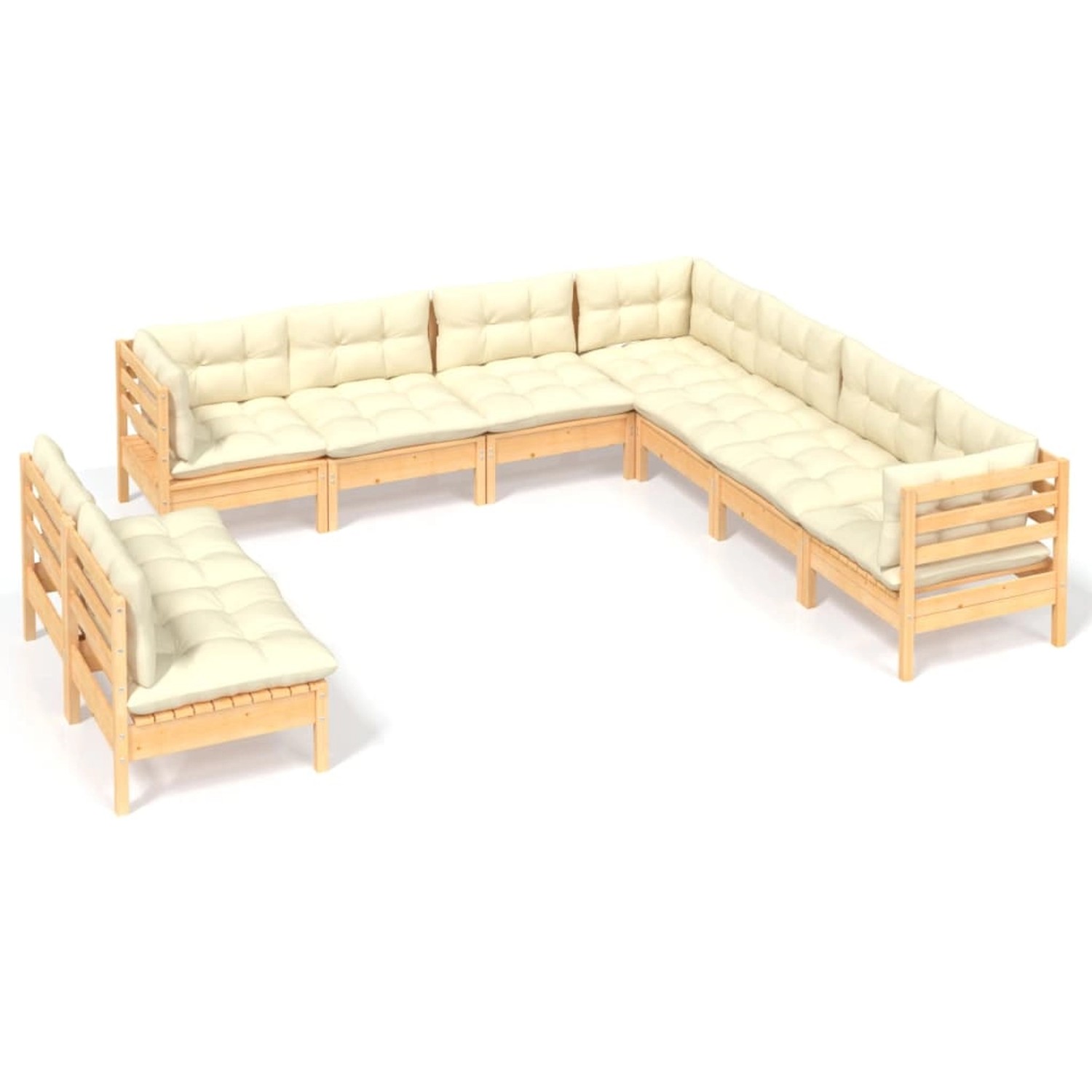 vidaXL 9-tlg Garten-Lounge-Set mit Creme Kissen Massivholz Kiefer Modell 17 günstig online kaufen