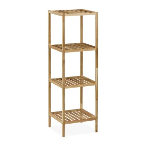 Relaxdays Badregal Walnussholz Natur Offene Ablagen 80 cm x 35,5 cm x 35,5 cm