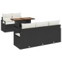 Schwarzes 6-tlg. vidaXL Garten-Sofa-Set aus Poly Rattan mit Tisch und Stauraum.