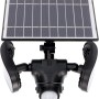 Schwarze LED-Solar-Außenleuchte Botshabelo mit Sensor und Solarpanel. Wandleuchte für den Außenbereich.
