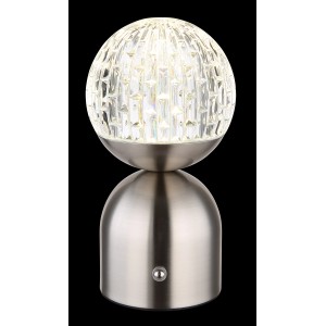 Globo Tischleuchte Julsy, 20 cm, Nickel matt, mit Kristall-Effekt. LED-Tischleuchte für stimmungsvolles Licht.