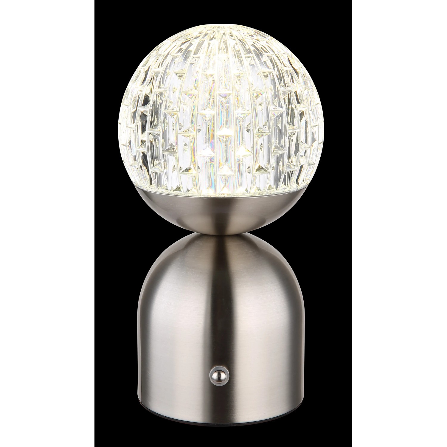 Globo Tischleuchte Julsy, 20 cm, Nickel matt, mit Kristall-Effekt. LED-Tischleuchte für stimmungsvolles Licht.