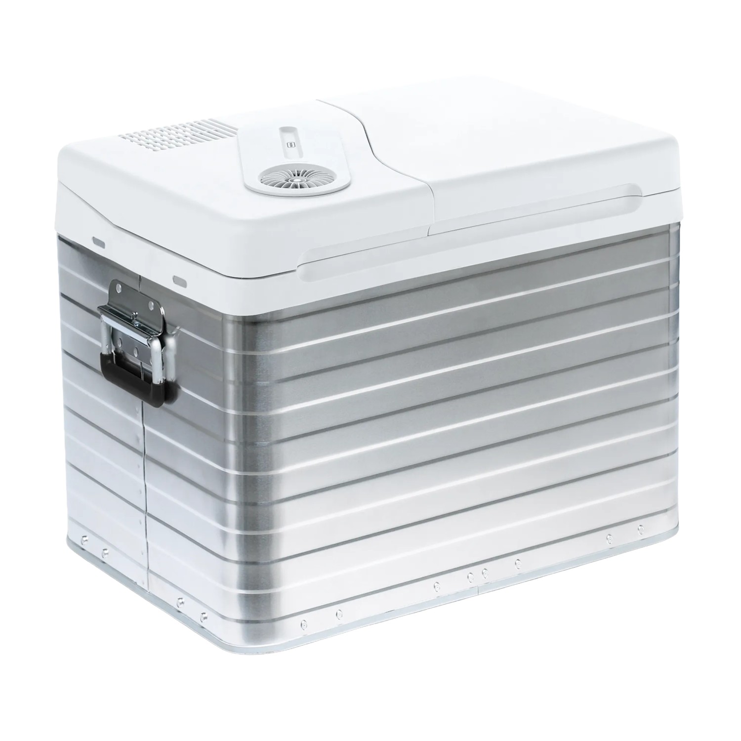 Mobicool Kühlbox MQ40A, 39 l, Weißaluminium, mit Tragegriff und geteiltem Deckel.
