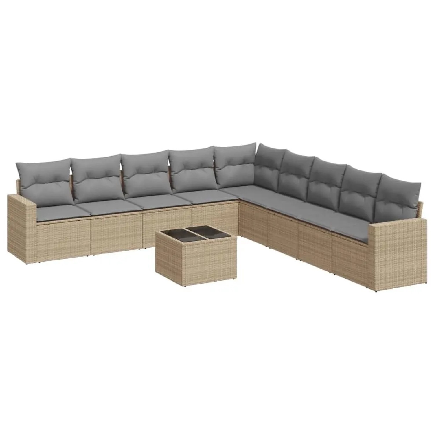 vidaXL 10-Tlg Garten-Sofagarnitur mit Kissen Beige Poly Rattan 3251436 günstig online kaufen
