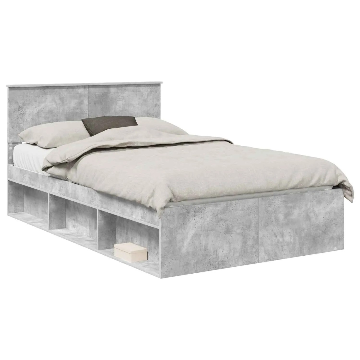 vidaXL Bettrahmen mit Kopfteil Beton 120 x 200 cm Massives Kiefernholz 3410621