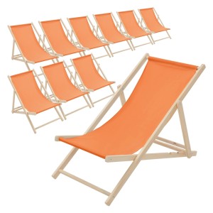 ECD Germany Liegestuhl 10Er Set Klappbar Orange aus Holz