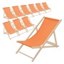ECD Germany Liegestuhl 10Er Set Klappbar Orange aus Holz