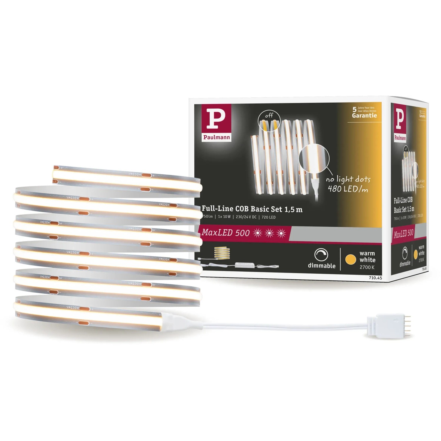 Paulmann MaxLED 500 COB LED Strip Basis-Set, 1,5m, warmweiß, für stimmungsvolle Beleuchtung.