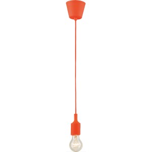 Orange Pendelleuchte aus Silikon mit E27 Fassung. Ideal für Kinderzimmer.