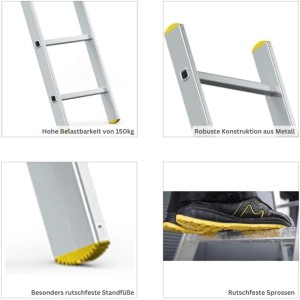 PROREGAL Anlegeleiter Economy Plus mit 10 Sprossen, rutschfesten Füßen und geriffelten Sprossen.
