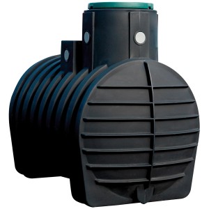 4rain Erdtank Mono 4.000 l: Schwarzer Erdtank mit grüner Tankabdeckung. Monolithische Bauweise.