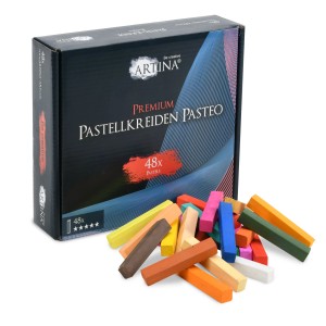 Artina Pasteo Weichpastellkreide, 48-teiliges Set mit Farbstiften und Verpackung.