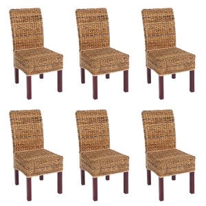 6er-Set Esszimmerstühle Loiret hell, Bananenblatt-Geflecht, Holzbeine, Stühle für Esszimmer.