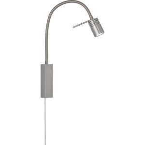 Nickelfarbene LED-Wandleuchte River von Fischer & Honsel mit flexiblem Arm, ideal als Leselampe.