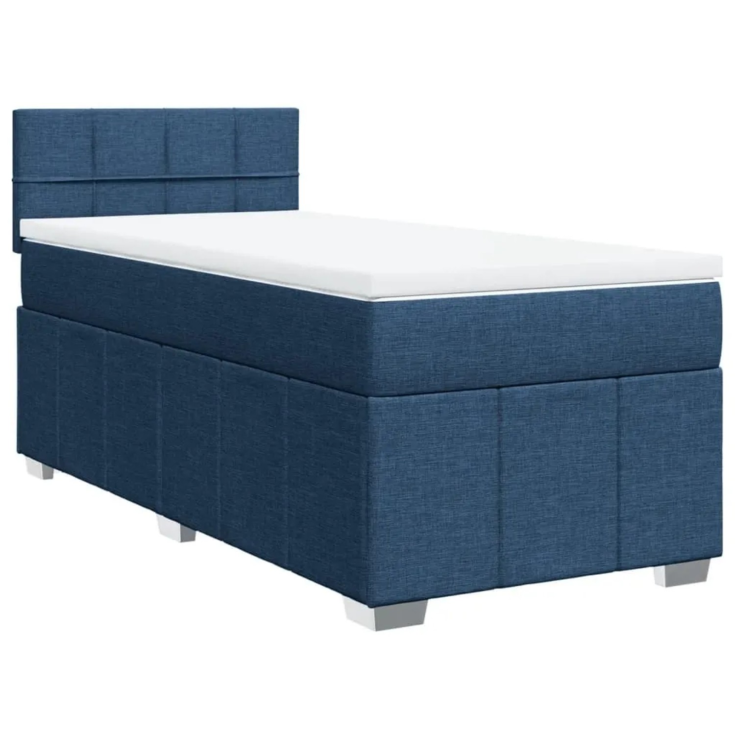 vidaXL Boxspringbett mit Matratze Blau 90x200 cm Stoff 3286957