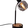 Näve Tischleuchte Fumoso, 39 cm, Design-Tischlampe mit grauem Glasschirm und Holzdetails.