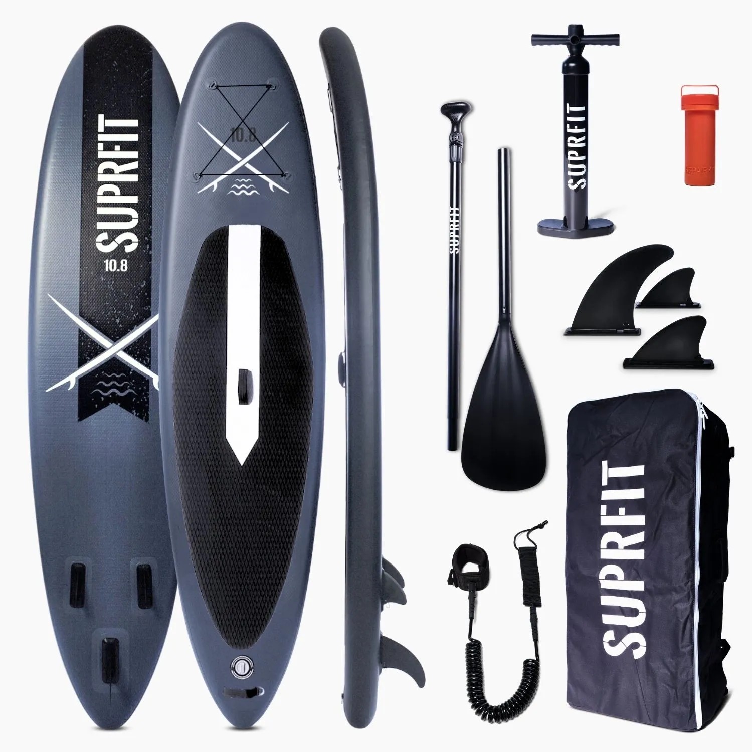 Suprfit SUP Stand-Up-Paddling Board Lailani 10'8 Grey Black