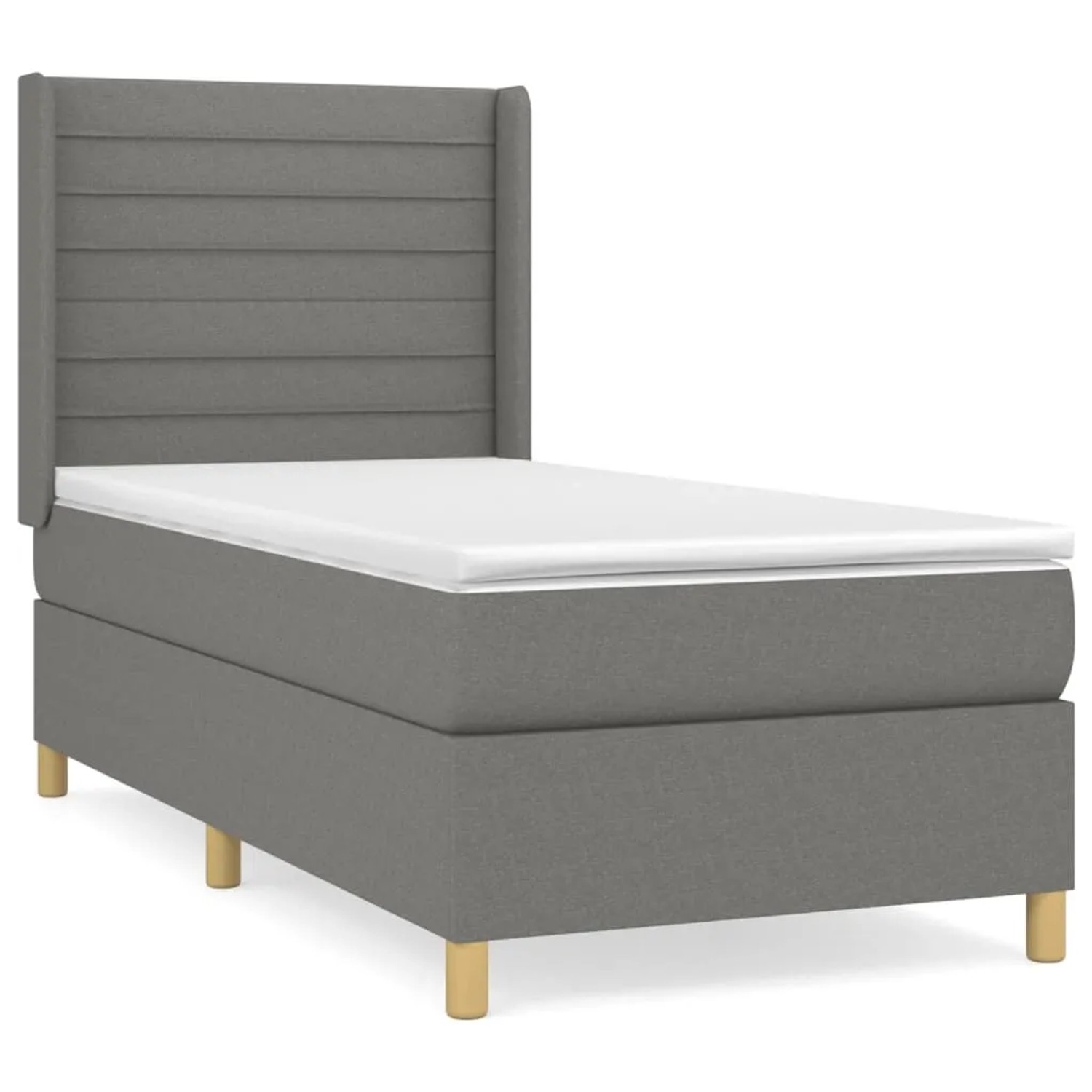 Thumbnail - vidaXL Boxspringbett mit Matratze Dunkelgrau 100x200 cm Stoff1380060
