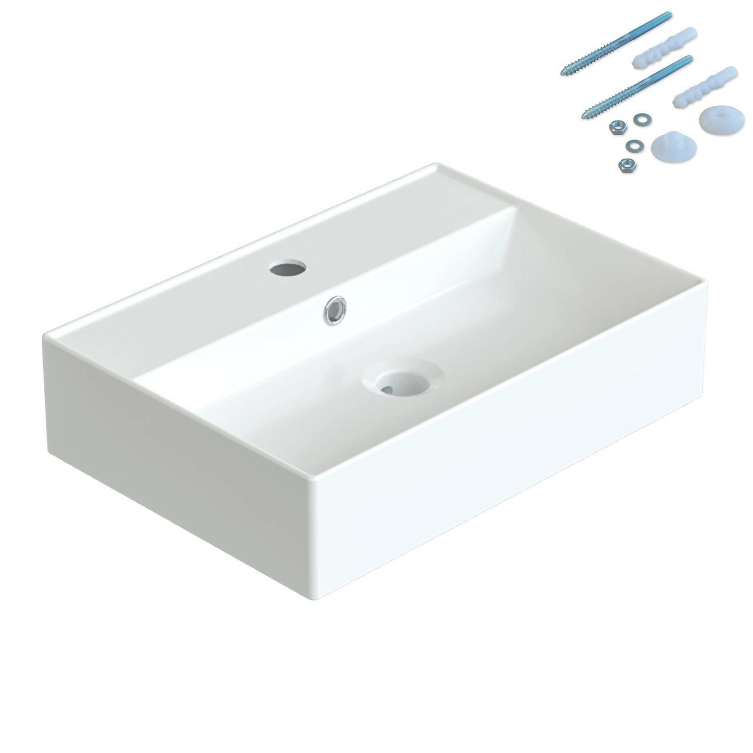 Aquabatos Aufsatzbecken Keramik Aufsatzwaschbecken 50 x 35 x 12,5 cm rechte günstig online kaufen