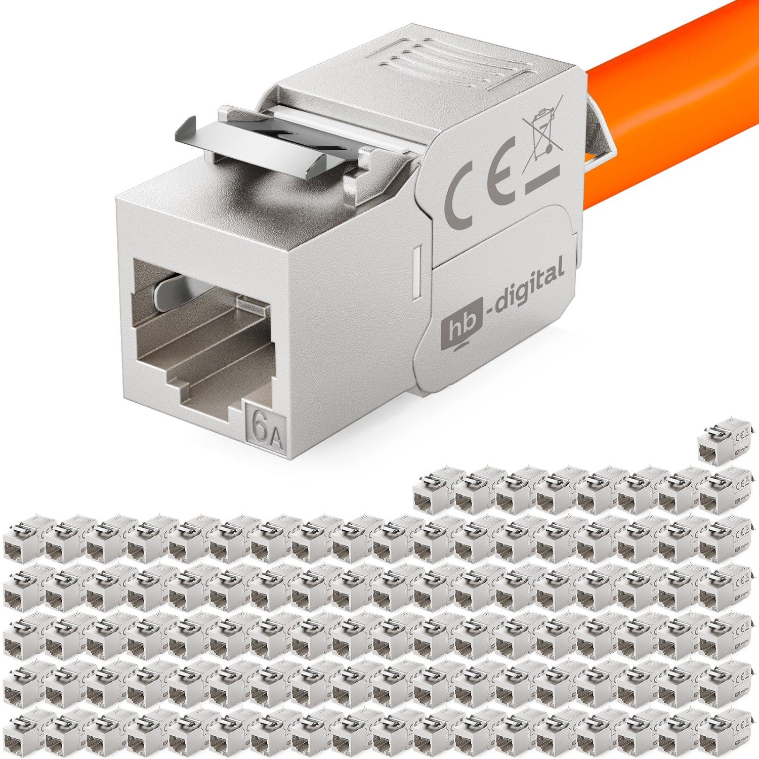 hb-digital 100x Keystone Modul CAT 6a RJ45 GHMT-Zertifiziert Werkzeuglos