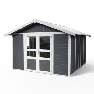 Grosfillex Kunststoff-Gartenhaus Deco Domizil 11 Dunkelgrau-Weiß 11 m²