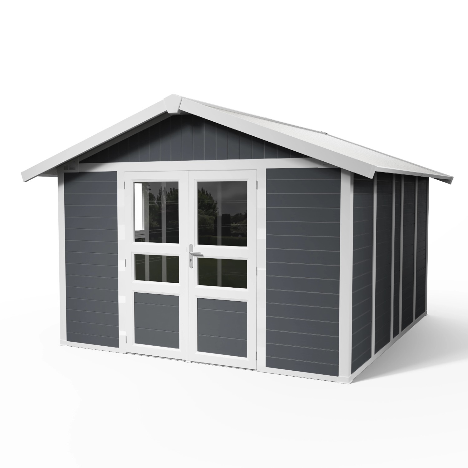 Grosfillex Kunststoff-Gartenhaus Deco Domizil 11 Dunkelgrau-Weiß 11 m² günstig online kaufen