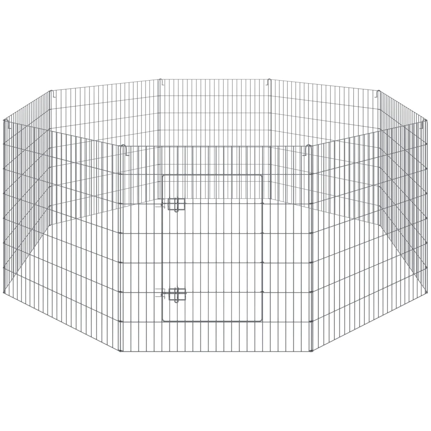 Tectake Freilaufgehege  Fluffy Aus 8 Gitterelementen Inklusive Sicherheitsnetz   204 x 204 x 93 cm Silber