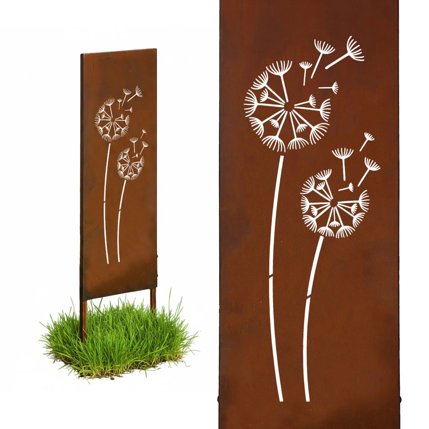Relaxdays Gartenstecker Eisen Rostbraun Wetterfest 115 cm x 28 cm