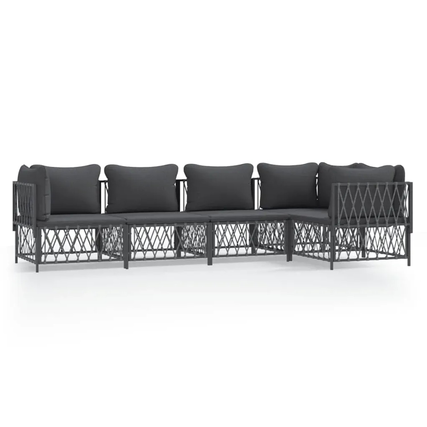 vidaXL 5-Tlg Garten-Lounge-Set mit Kissen Anthrazit Stahl 3186873