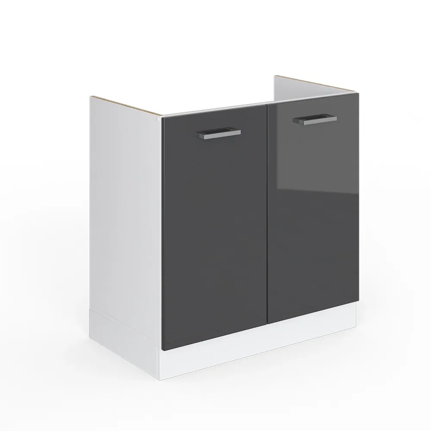Vicco Spülenunterschrank R-Line Anthrazit Hochglanz/Weiß 80 cm ohne Arbeitsplatte