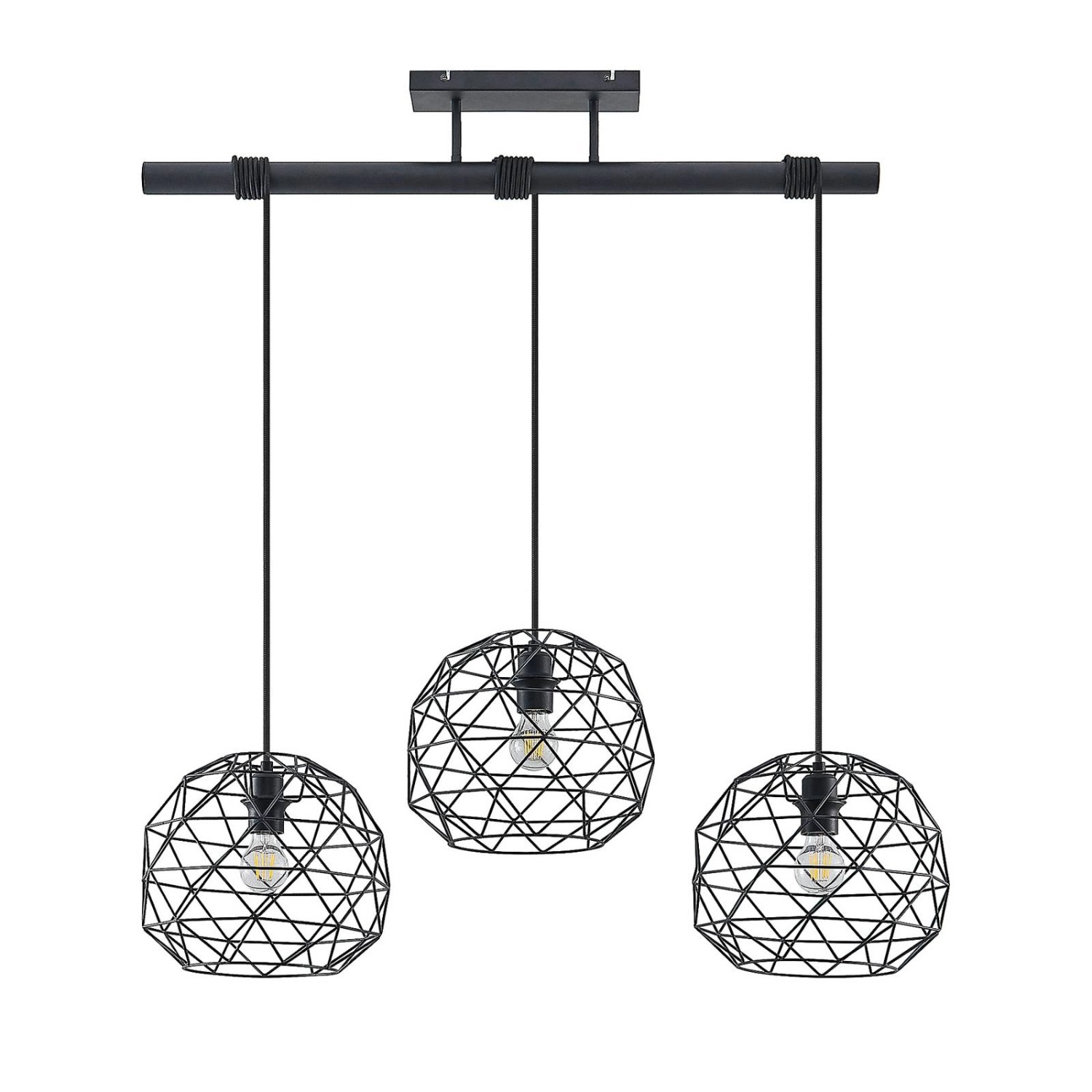 Lindby Pendelleuchte Paridimo 9628497 Modern in Schwarz aus Metall 3-flammi günstig online kaufen