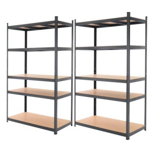 ECD Germany 2Er Set Werkstattregal 200x100x50cm Anthrazit aus Metall