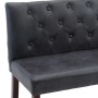 Graue Sitzbank (120 cm) im Wildleder-Look mit Knopfmuster. Möbel für Flur oder Wohnzimmer.