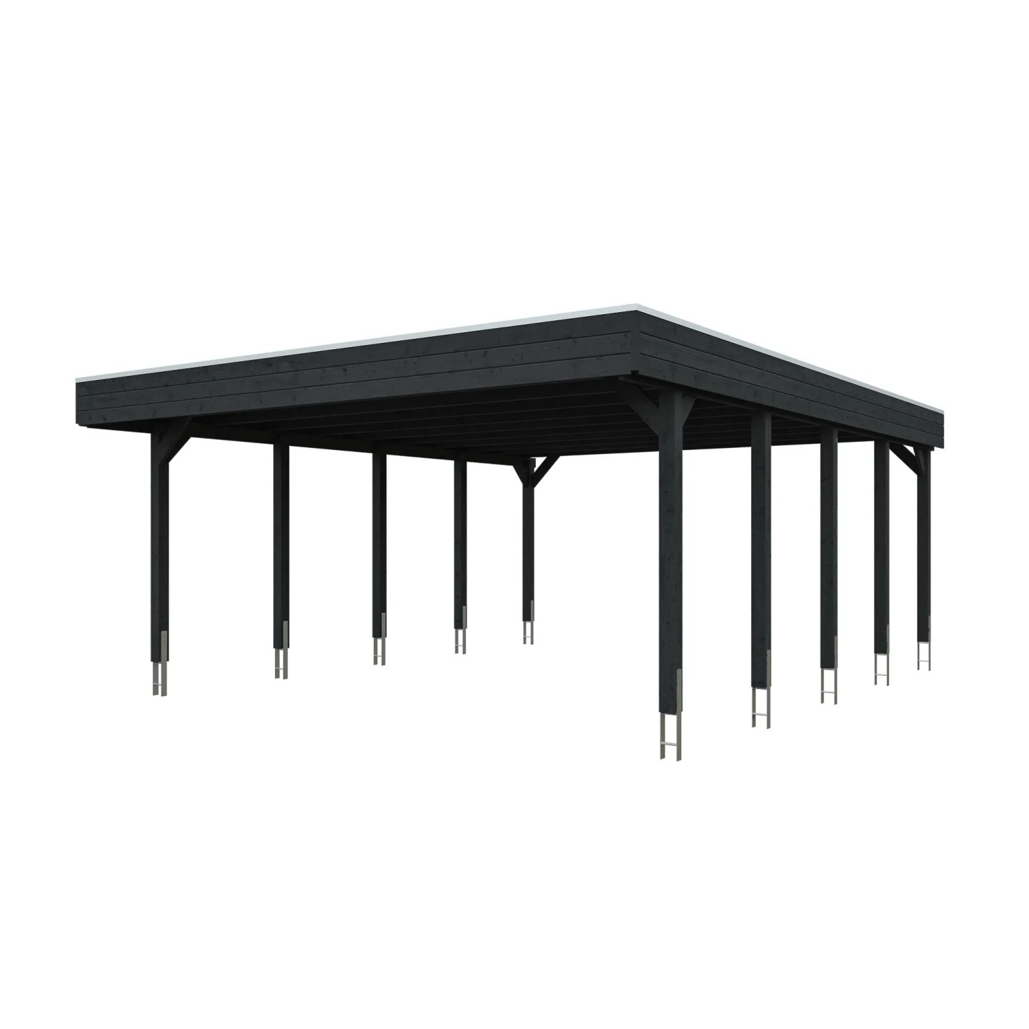 Skan Holz Carport Friesland mit EPDM-Dach 546 cm x 708 cm Anthrazit