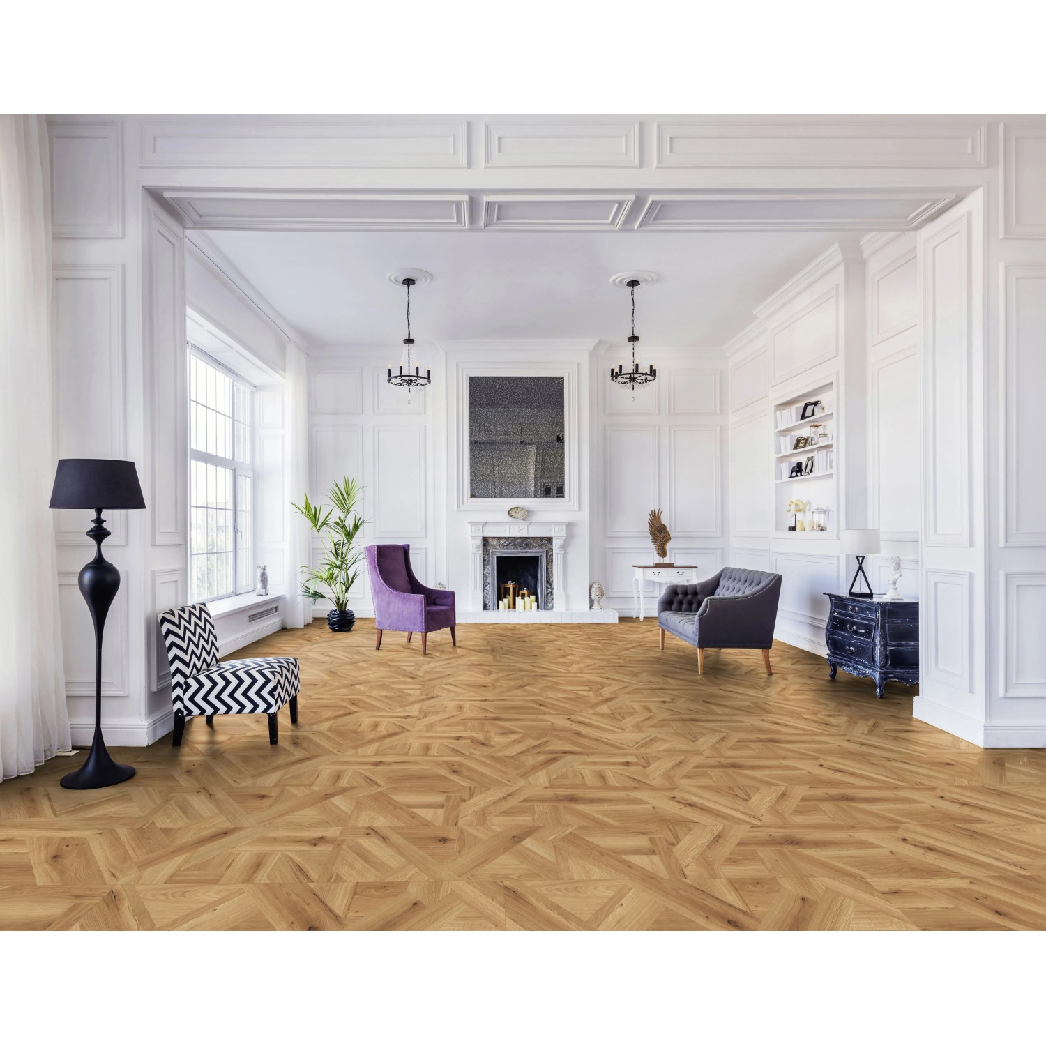 Verlegtes Kaindl Laminat Masterfloor XPT Eiche Milano Reale in modernem Wohnraum.