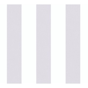 Vliestapete mit breiten Streifen in Grau und Weiß für das Kinderzimmer.