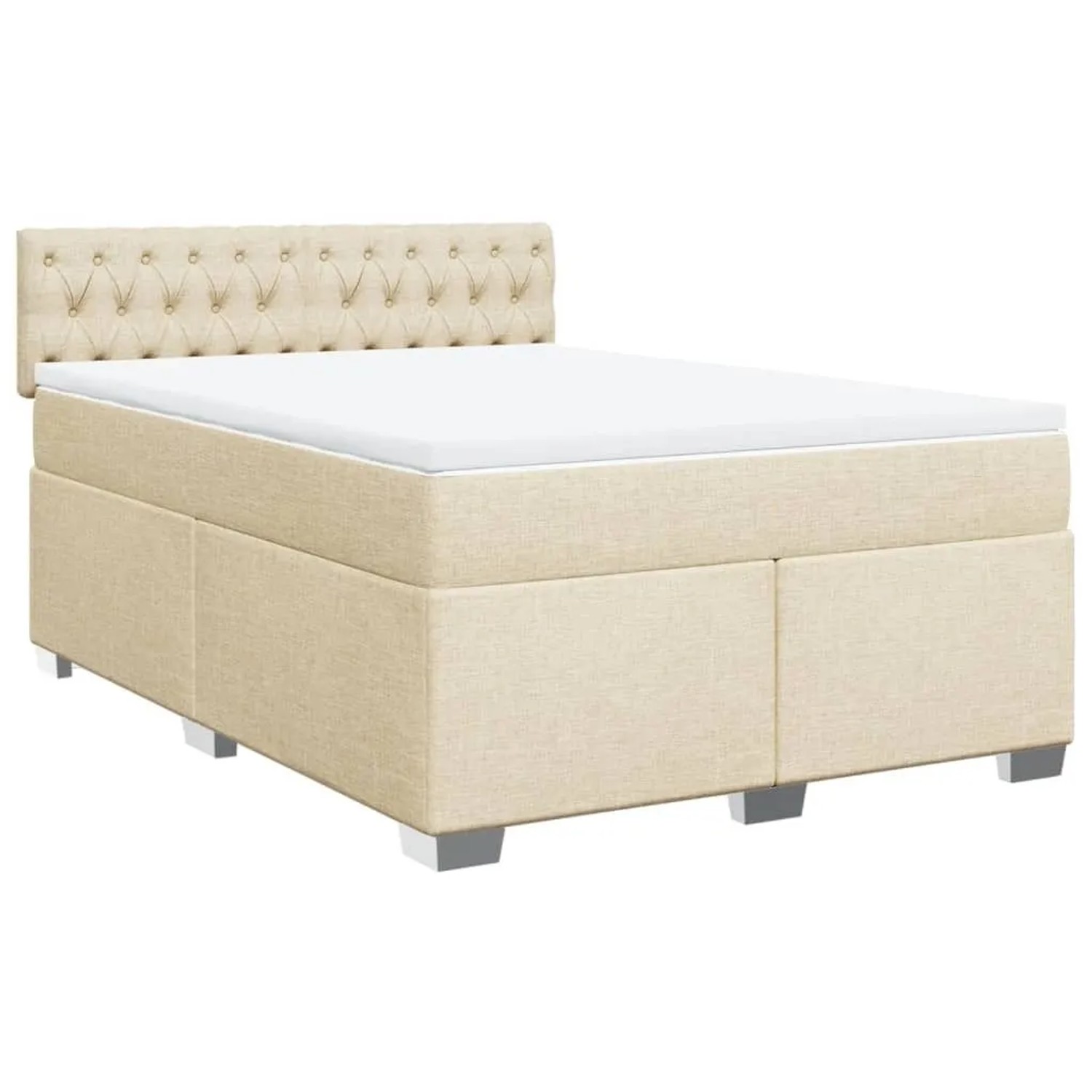 vidaXL Boxspringbett mit Matratze Creme 160x200 cm Stoff 3285951