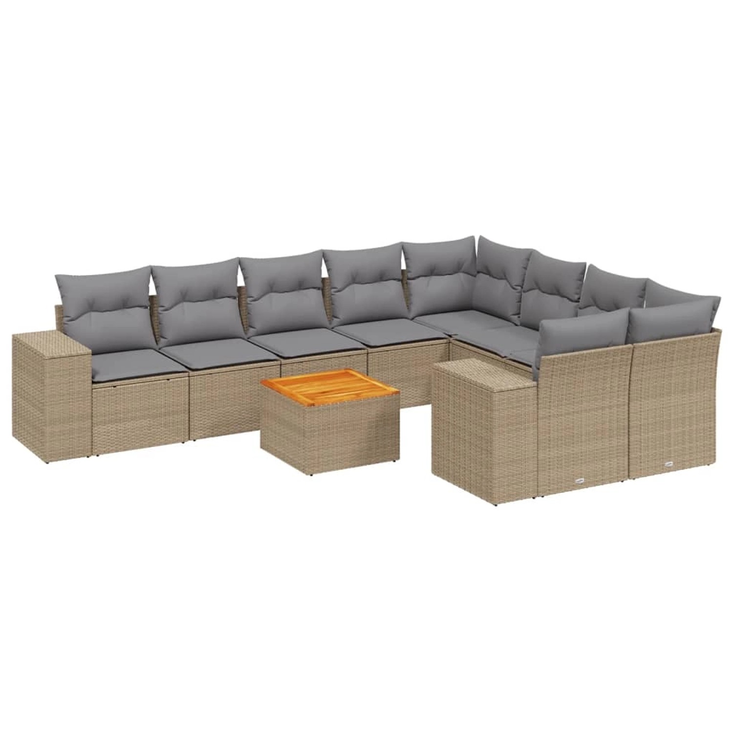 vidaXL 10-Tlg Garten-Sofagarnitur mit Kissen Beige Poly Rattan 3225604 günstig online kaufen