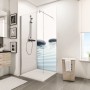 Schulte ExpressPlus Duschrückwand mit Zen Steine & Wasser Motiv im Badezimmer.