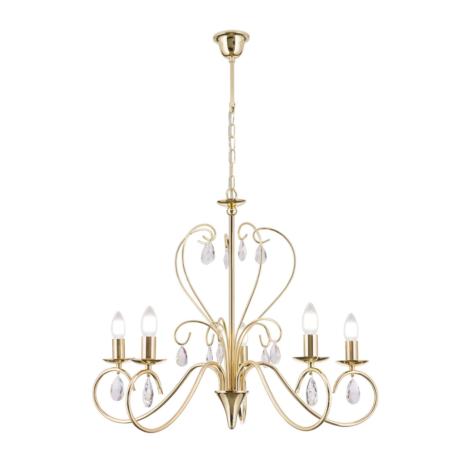 Orion Leuchten Kristall Kronleuchter Alessia 68 cm x 58 cm 5 x E14 Gold günstig online kaufen