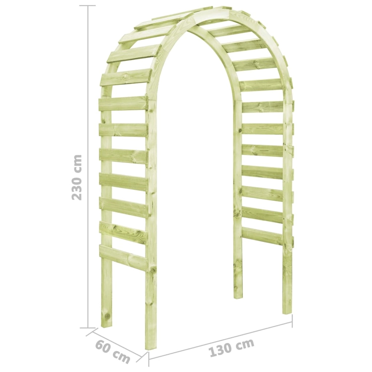 Gartenpergola aus imprägniertem Kiefernholz, 130x60x230 cm, ideal als Rankhilfe.