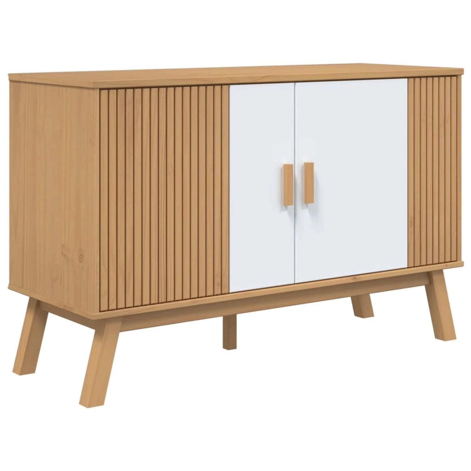 vidaXL Sideboard OLDEN Weiß und Braun 114x43x73,5 cm Massivholz Kiefer 3586 günstig online kaufen