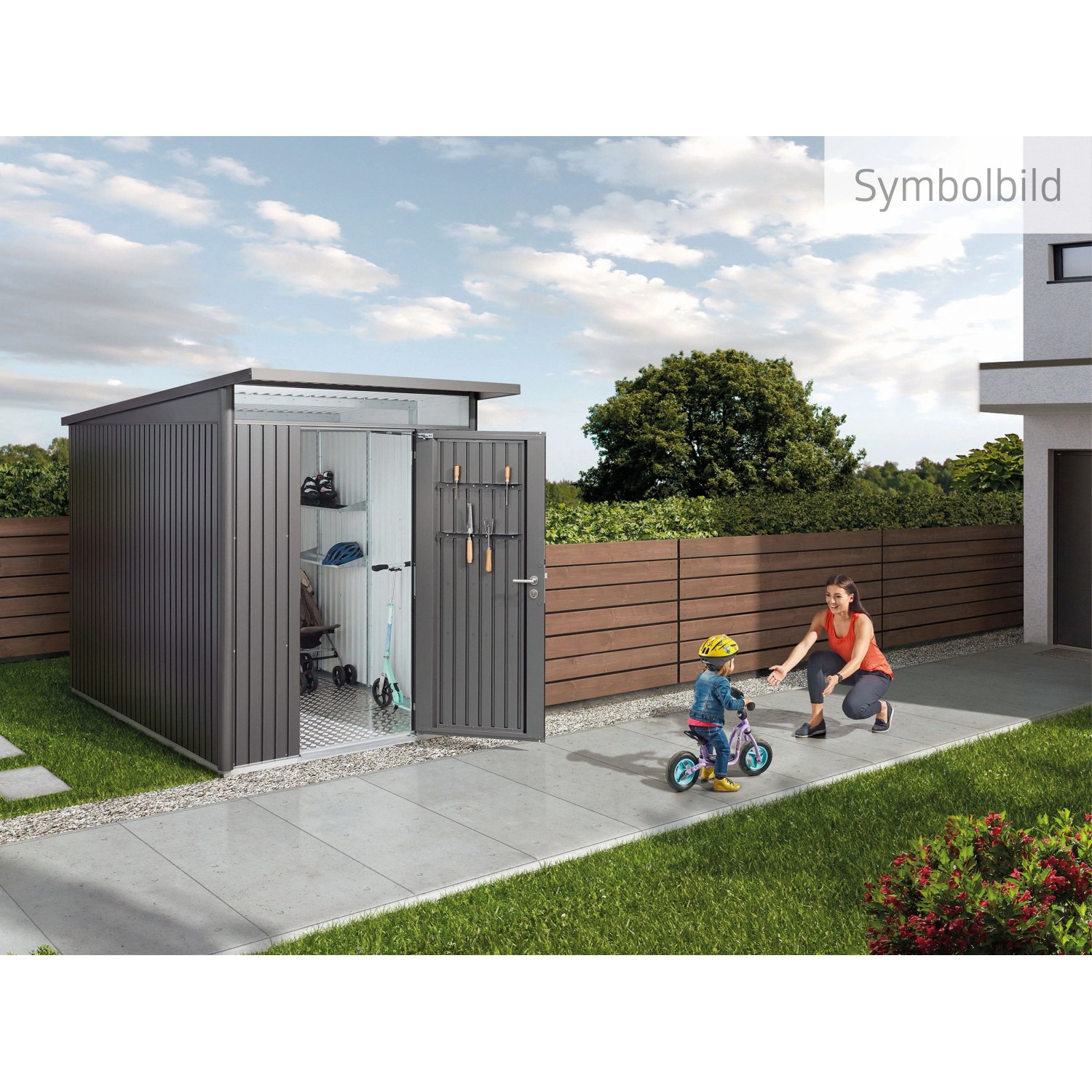 Biohort Metall-Gerätehaus AvantGarde Gr. A5 dunkelgrau-metallic Doppeltür