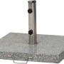 Siena Garden Schirmständer aus grauem Granit, 54x54x5,5 cm, mit Edelstahl-Standrohr.