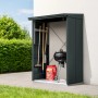 EcoStar Kaminholzregal Elegant-V aus Metall in Anthrazitgrau mit Grill und Werkzeug.