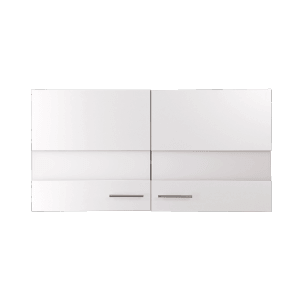 Respekta Oberschrank Merle, 110 cm, Weiß, mit zwei Glastüren und Metallgriffen.