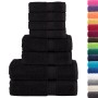 Schwarzes 8-teiliges Handtuchset von vidaXL aus 100% Baumwolle (Gäste-, Hand- und Duschtücher).