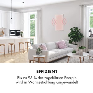 Klarstein Wonderwall 45 Infrarot-Heizung Wandinstallation 50x90 cm 450 W Wochentimer IP24 Weiß