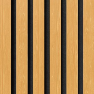 Akustikpaneel Eiche geölt mit schwarzem Filz, 32x240cm, 2er Set zur Wand- und Deckenverkleidung.