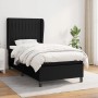 Schwarzes vidaXL Boxspringbett (90x200 cm) mit Matratze und Stoffbezug.